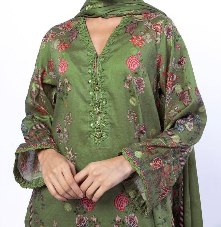 Khadee 3-Piece Green Floral Outfit