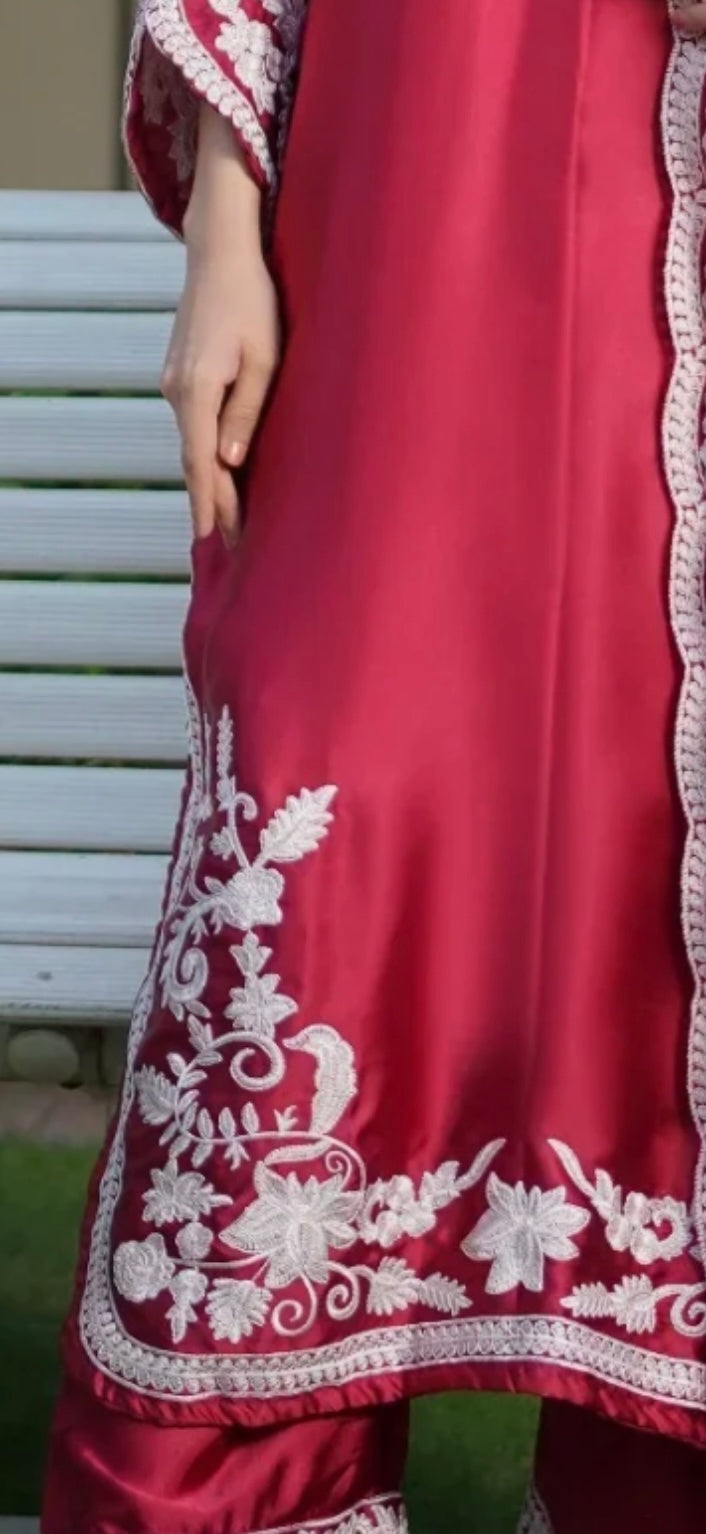 Beautiful Embroidered Two Piece in Korean Silk