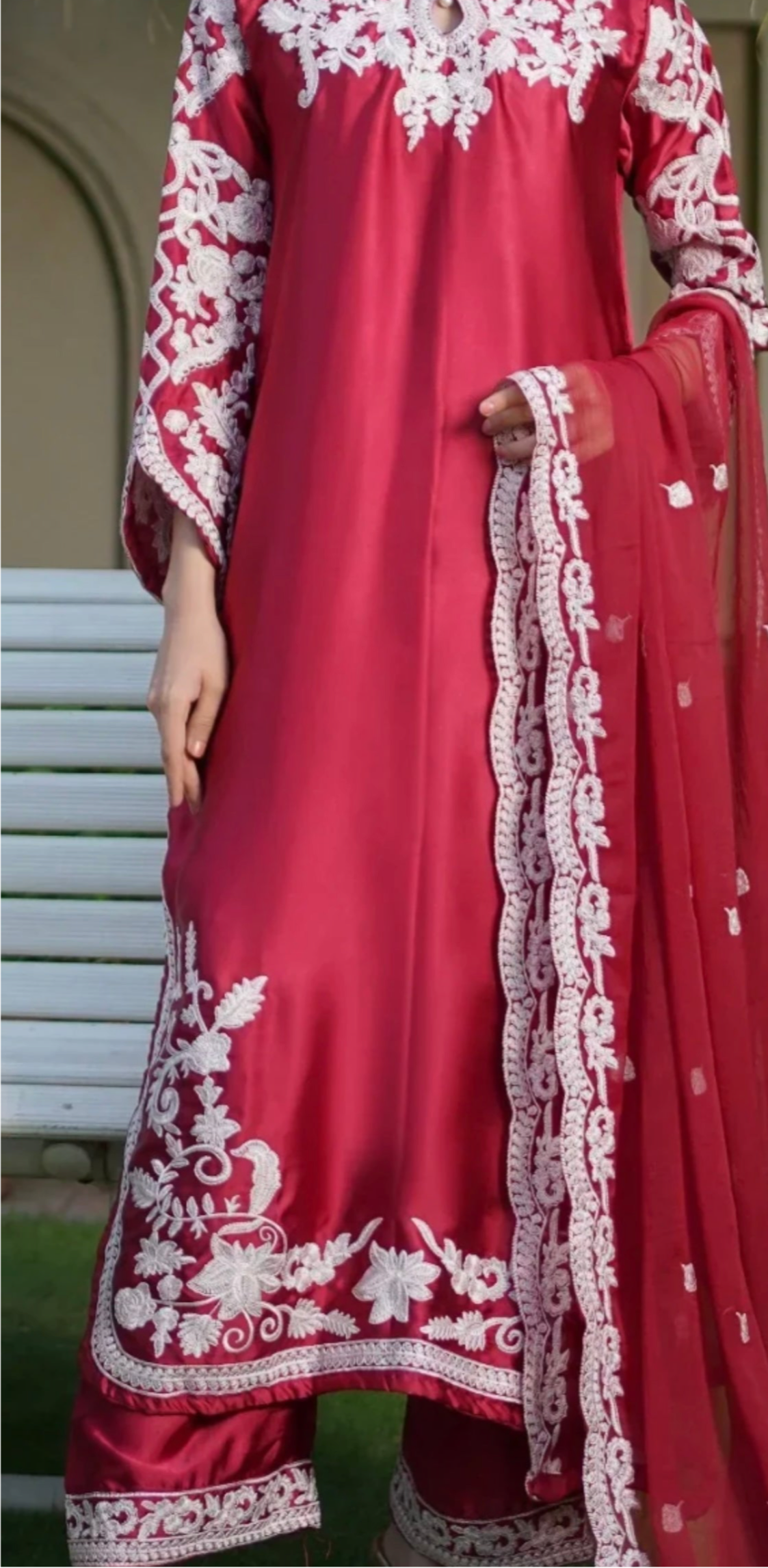 Beautiful Embroidered Two Piece in Korean Silk