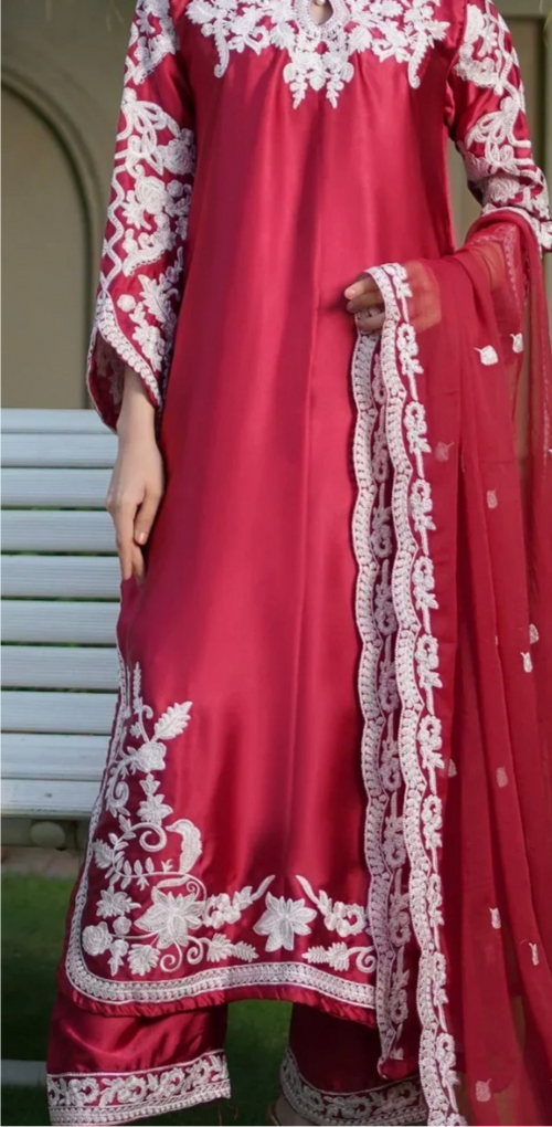 Beautiful Embroidered Two Piece in Korean Silk