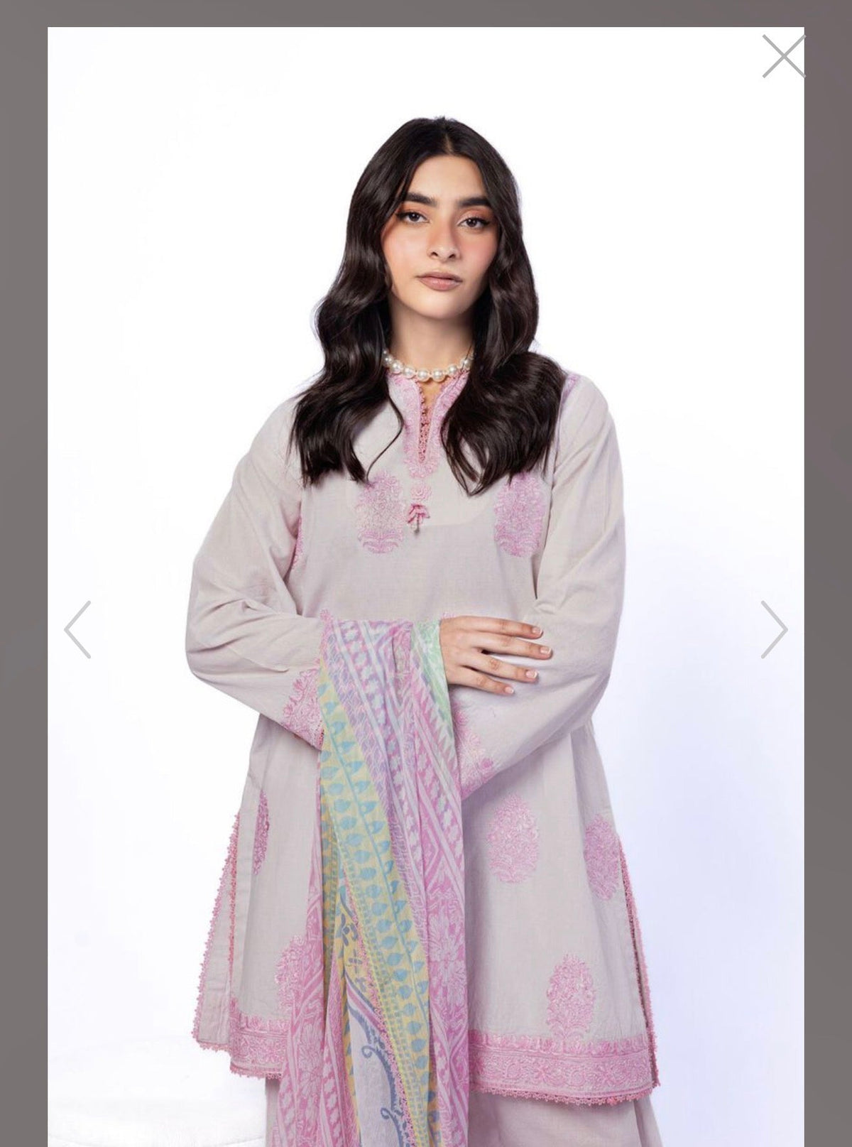 Blush Pink Floral Embroidered 3-Piece Suit