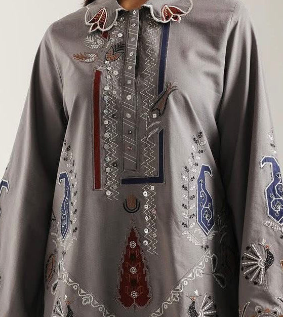 Ethnic Grey Embroidered Suit 2 Piece