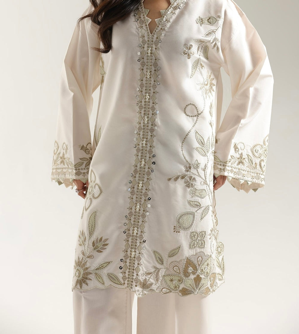 Ethnc Coconut Milk Embroidered Two-Piece