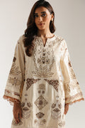 Ethnc’s Cream Embroidered Kurta with Brown Motifs