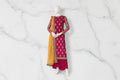 Bin Tayyab Brand’s Magenta 3 Piece with Gold Embellishments & Mustard Dupatta