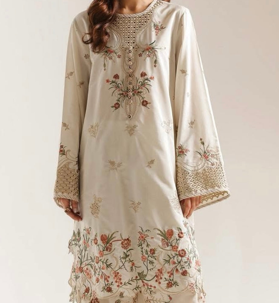 Ethnc 2-Piece Embroidered Outfit - Ivory