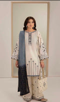 White Geometric Embroidered 3-Piece Suit