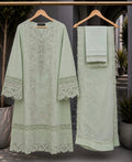 Mint Green Pearl Embroidered 3-Piece Chiffon Suit