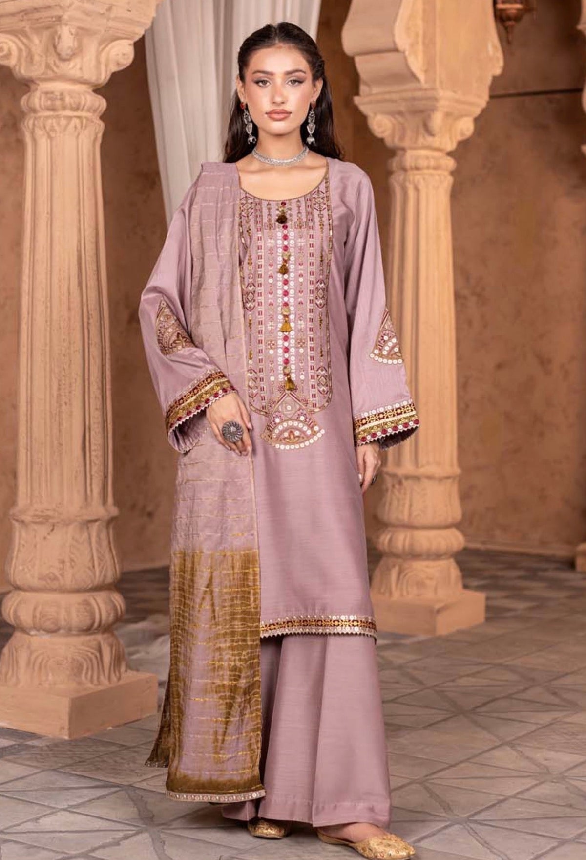 Sage Green Floral Embroidered 3-Piece Suit