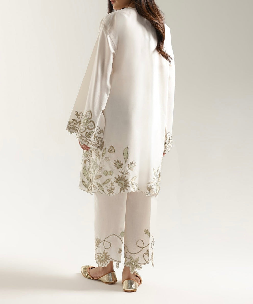 Ethnc Coconut Milk Embroidered Two-Piece