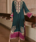 Emerald & Fuchsia Embroidered Kaftan