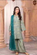 Dusty Mauve Embroidered 3-Piece Suit with Gold Dupatta