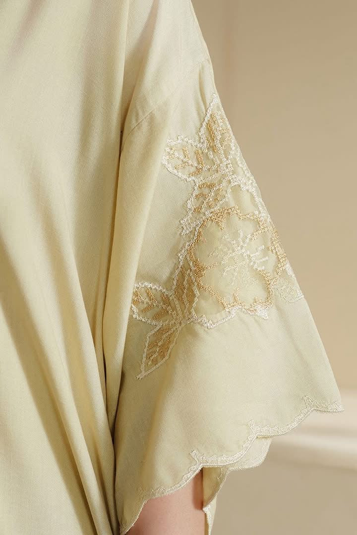 Cross Stitch Tropical Muse Dyed Lawn Shirt - Cream