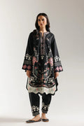 Ethnic | Black Chevron Floral Embroidered Kurta