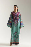 Ethnic | Teal Floral Printed Maxi Kurta