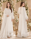 White Silver Sequin Embroidered 3-Piece Bridal Suit