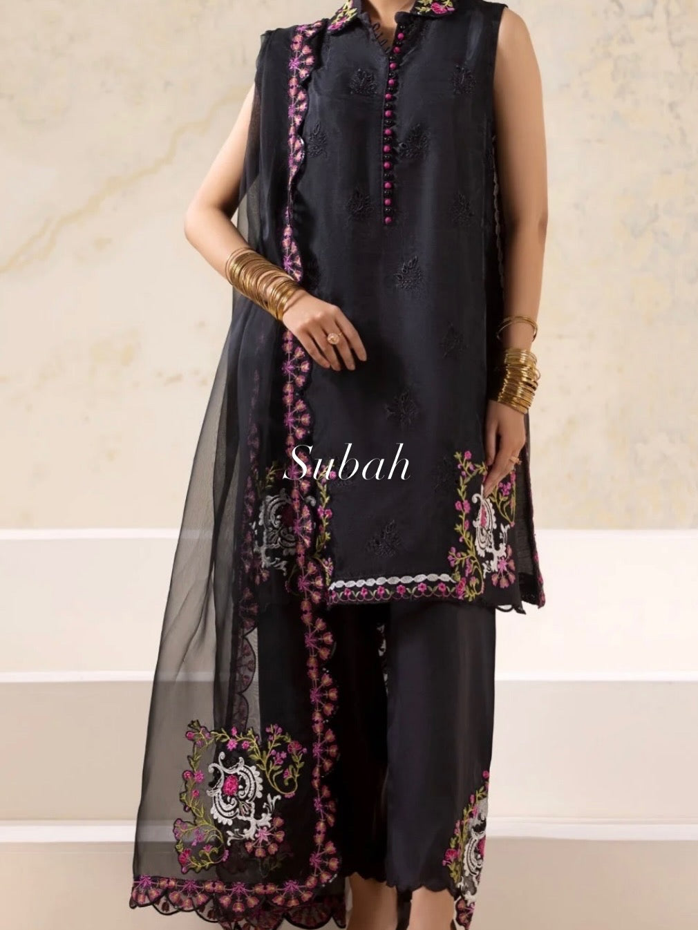 Charizma Embroidered Organza Suit