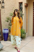 Urge Pret | Mustard Embroidered Kurta with Mint Palazzo