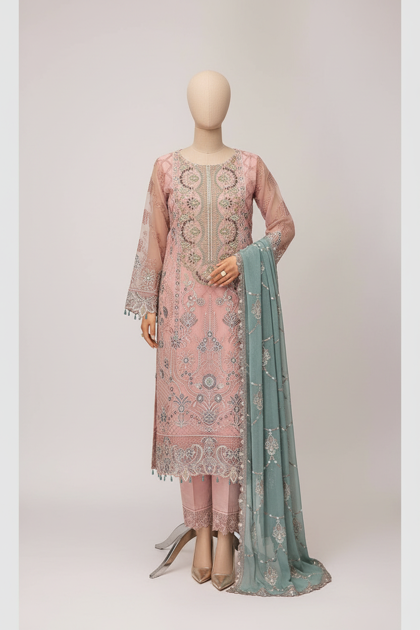 Embroidered outfit on mannequin