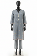 Grey embroidered kurta on mannequin