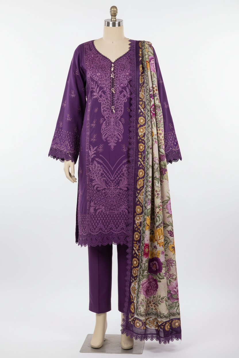 Rich purple embroidered suit