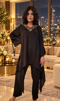 Black Sequin Asymmetric Coord Set - front
