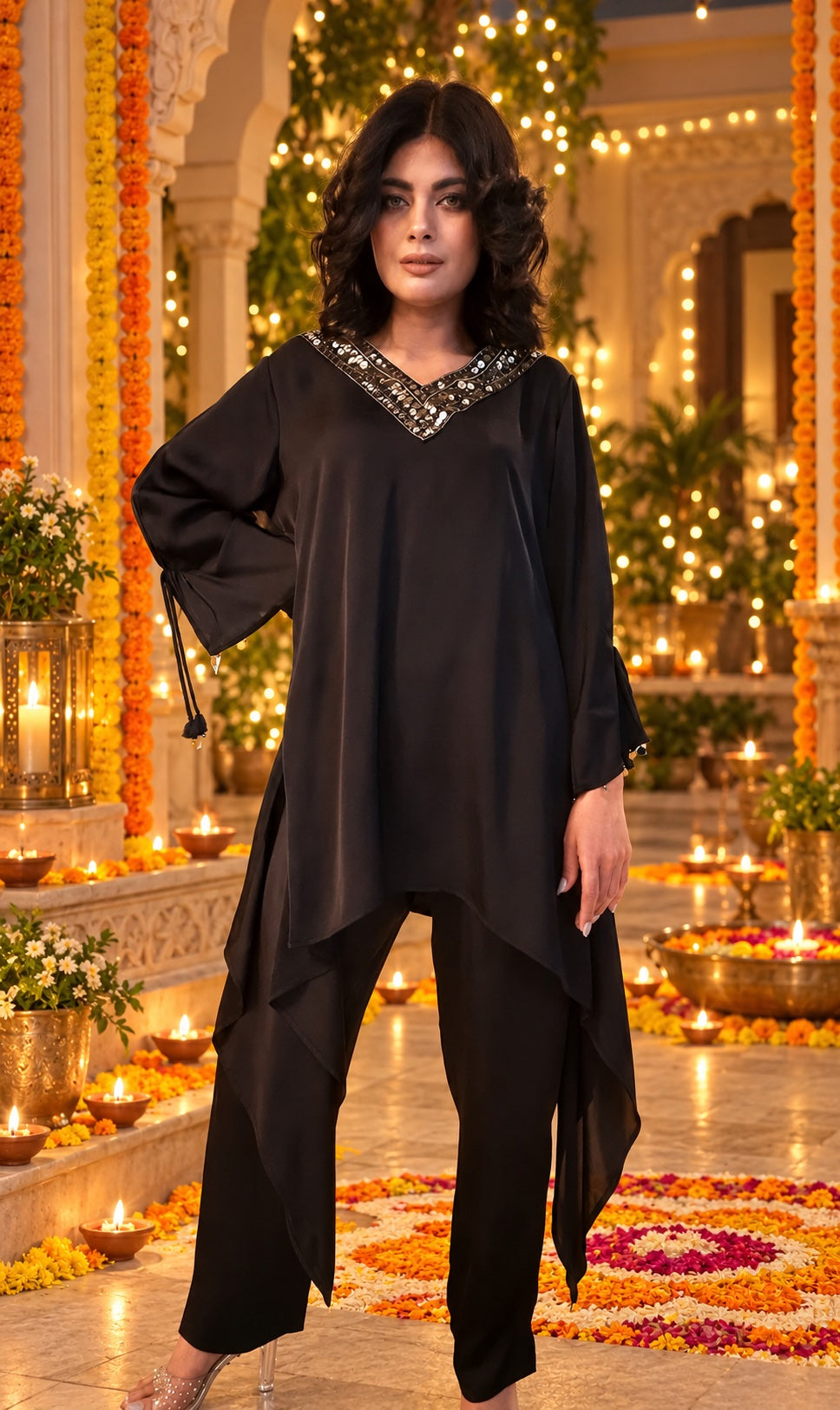 Black Sequin Asymmetric Coord Set - alternate view