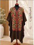 Embroidered Pashmina Cap Shawl - Chocolate Brown