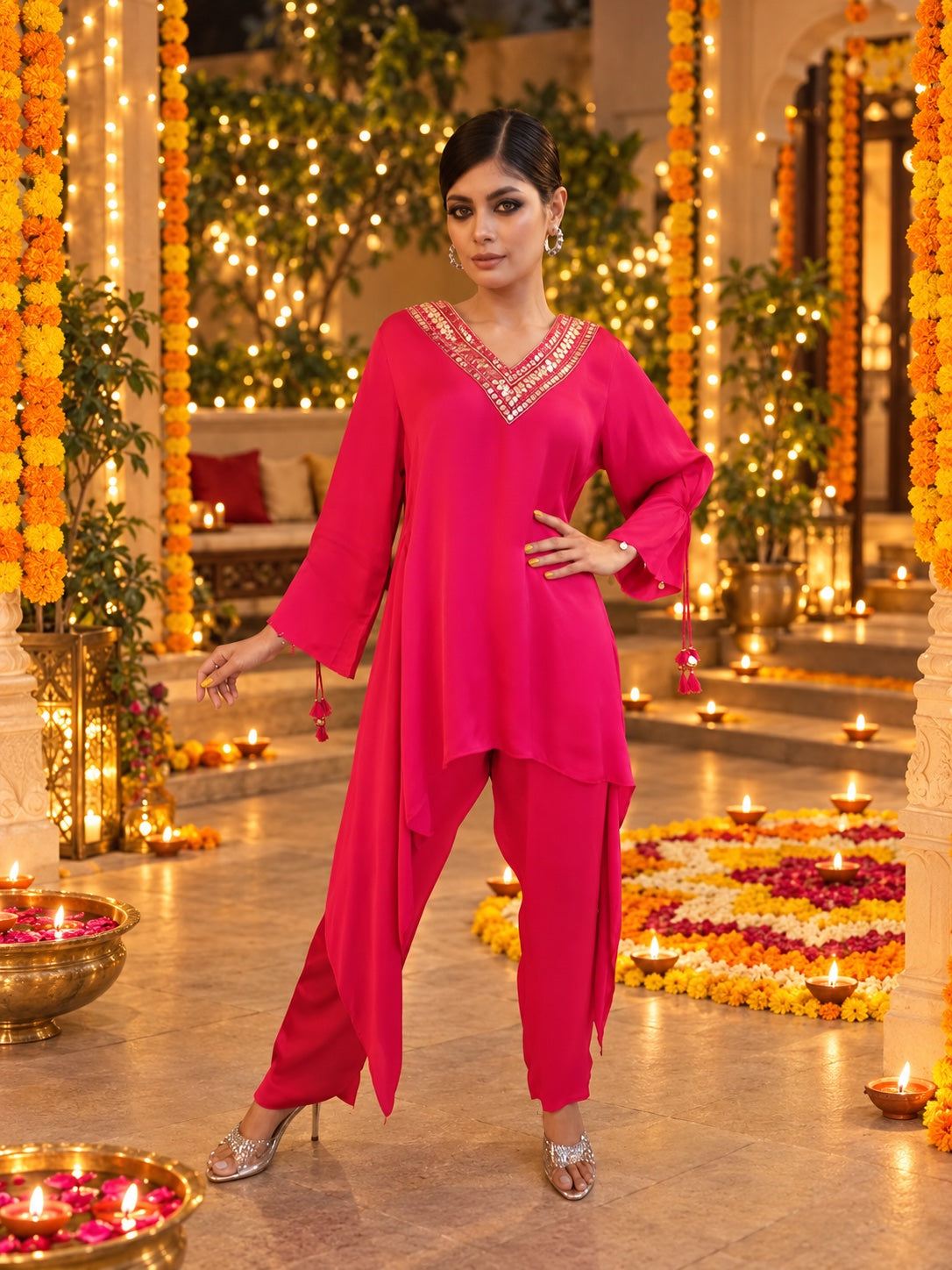 Hot Pink Mirror-Work Coord Set - alternate view
