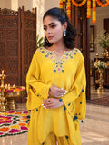 Mustard Embroidered Kaftan Coord Set - front