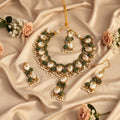 Baroque pearl and green bead necklace set with earrings
