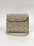 Pearl box clutch with gold chain