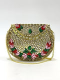 Gold floral crystal clutch