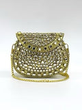 Gold kundan mirror clutch