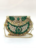 Green enamel crystal clutch