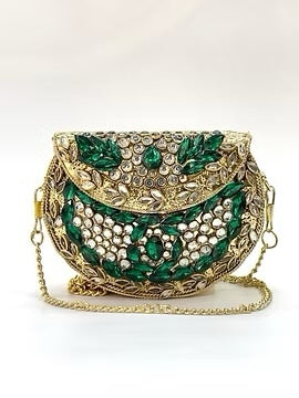 Green enamel crystal clutch