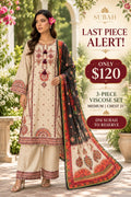 Cream Printed Viscose 3-Piece Set - Medium