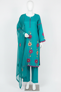 Turquoise lawn suit on mannequin